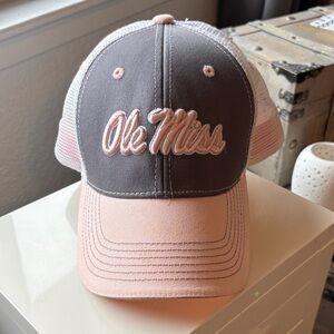 Ole Miss College NWOT AdjustablePink and Gray Trucker Hat